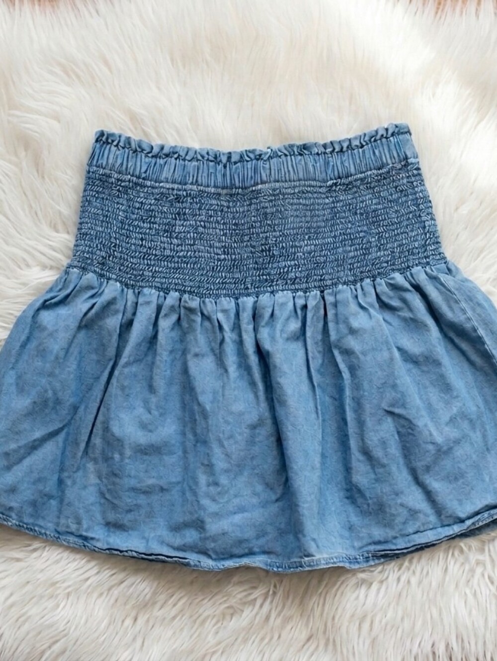 Janie and Jack Chambray Smocked Waist Blue Skirt